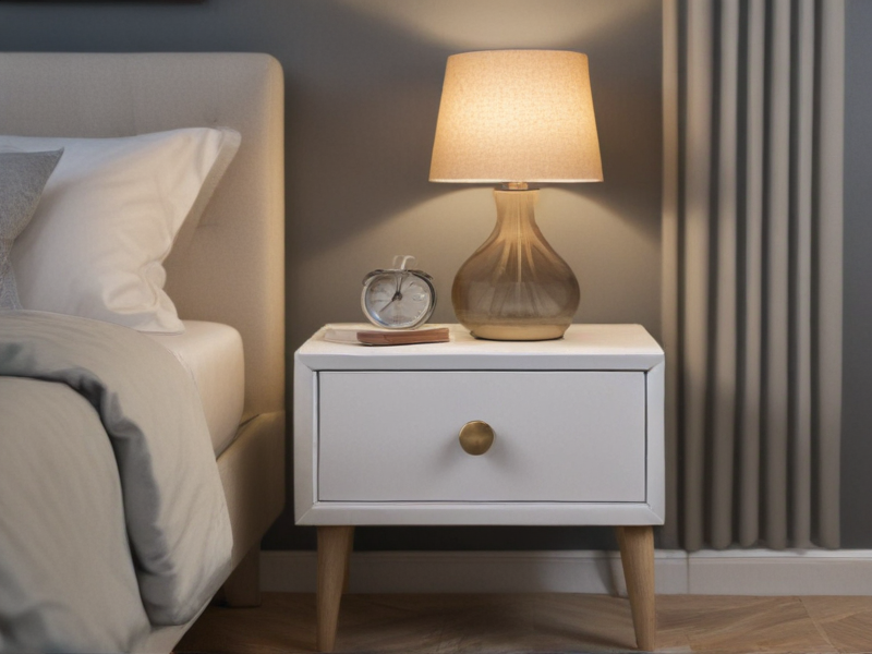 bedside table with lamp