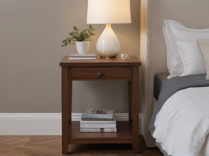 bedside table with lamp