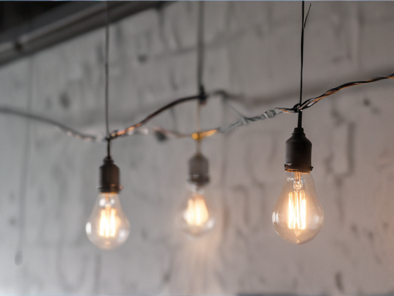 light fixture hanging by wires